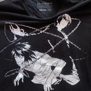 Rare Death Note Shirt size medium in black with L and Light Yagami and chains ⛓️
